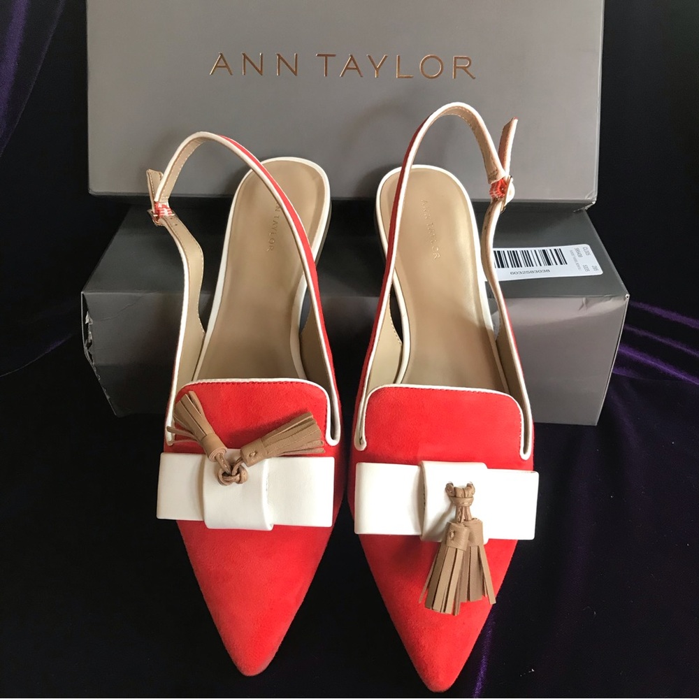 ann taylor red suede flats 10